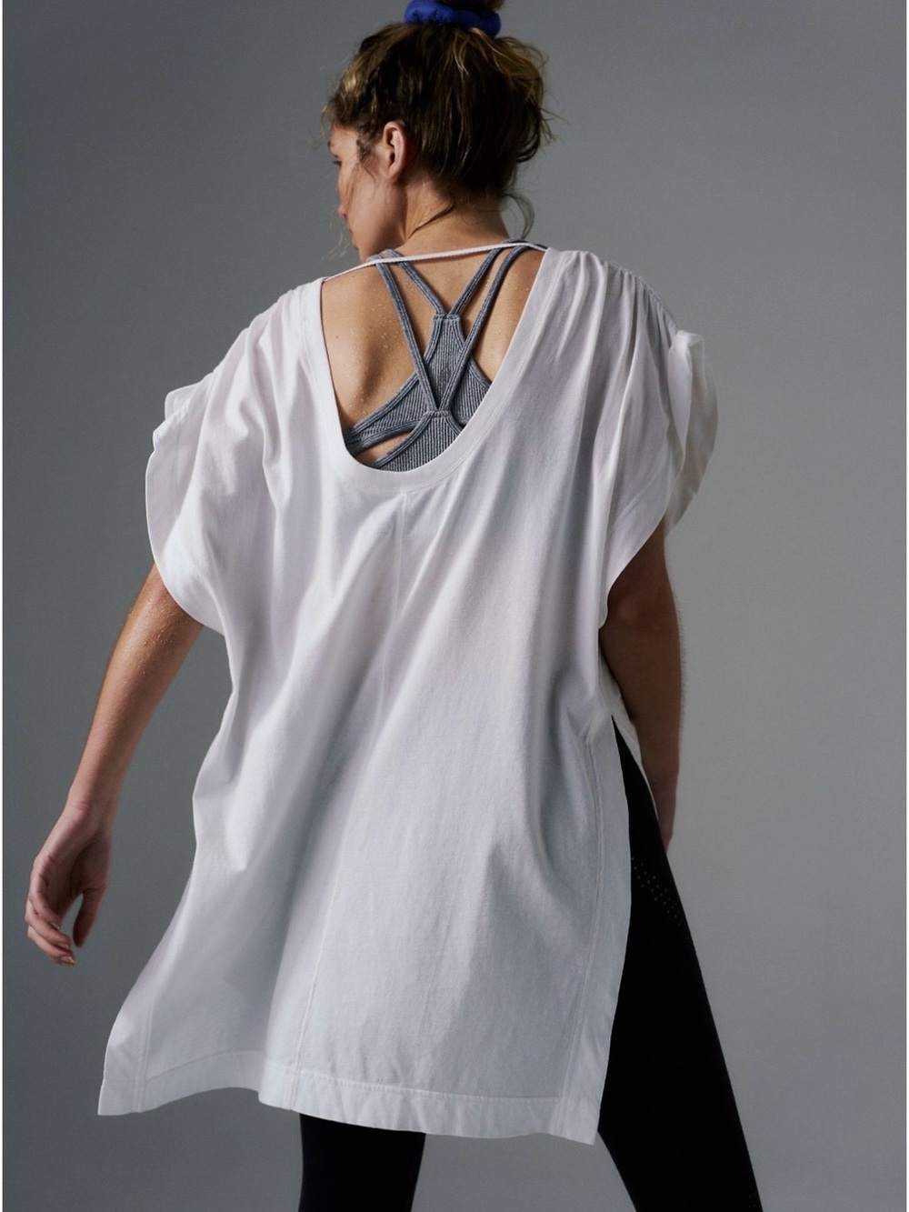 Free People Movement Arabesque Tshirt White Oversized Scoop Back Slouchy Coverup